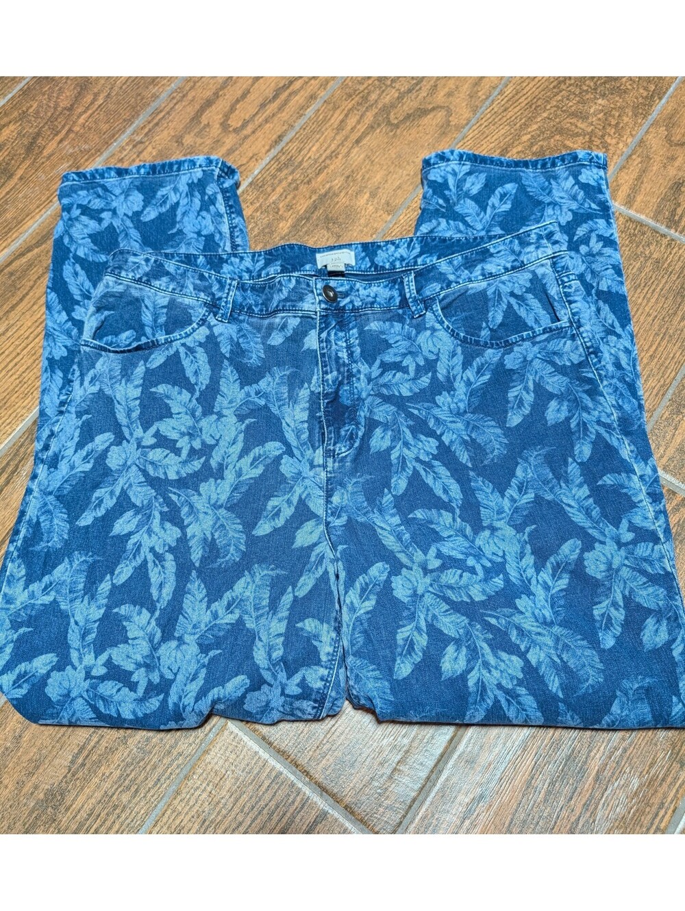 Christian Siriano for J Jill Leaf Floral Denim Ankle Size 16 TALL Jeans